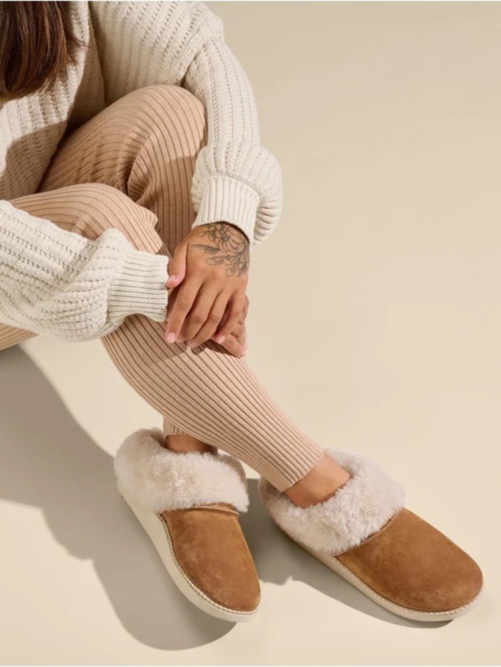 Olukai Ku’i Shearling Slippers Indoor Outdoor Tan / Bone 10